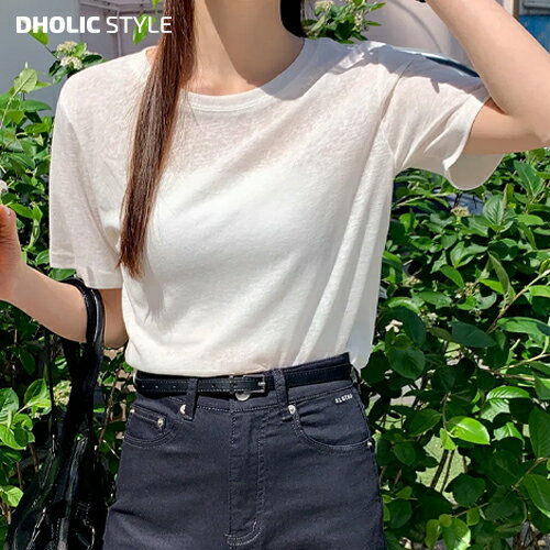 [Fashion SALE]レディース tops 韓国ファッション トップス ラウンドネック ハーフスリーブ ショート丈 無地 シースルー 透け感 涼しげ 綿混 プチプラ 楽ちん シンプル ベーシック オフィス カジュアル 大人 デイリー 着回し サマー 夏 SSGIRLのサムネイル