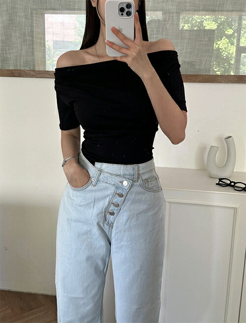 レーディス tops 韓国ファッション トップス ドレープネック 2way オフショル ハー...