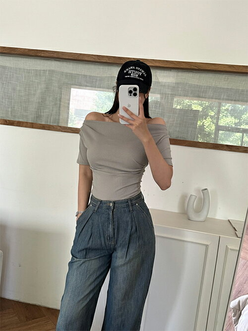 レーディス tops 韓国ファッション トップス ドレープネック 2way オフショル ハー...