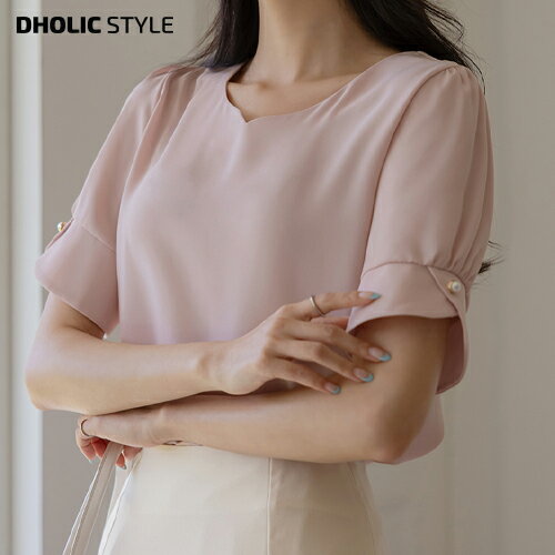 レディース tops 韓国ファッション トップス パフスリーブ ロング丈 ミドル丈 二の腕カバー 体型カバー フェミニン オフィス 大人 カジュアル 上品 結婚式 オケージョン お呼ばれ お出かけ デート シンプル 夏 SSODE1