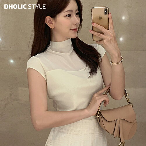 tops レディース 韓国ファッション トップス カットソー キャップスリーブ クロップド 伸びる タイト スリム 細身 プチプラ シンプル シック 上品 フェミニン 大人 カジュアル オフィス 春 夏 SSMINAのサムネイル