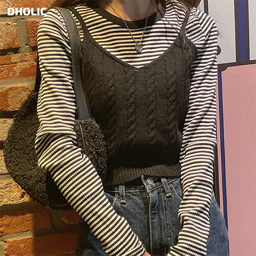 tops 韓国ファッション トップス ノースリーブ ビスチェ Vネック ケーブル ニット セーター クロップド 伸びる レイヤード カジュアル フェミニン ガーリー 着回し 大人 お出かけ 春 秋 SSNATU