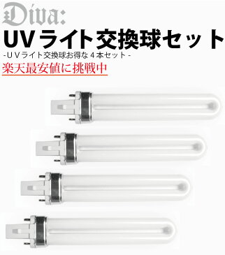 ジェルネイル【Diva専用】UVライト36W 交換ライト ランプ 4本セット ネイルツール（ジェルネイル用）【メール便対応】