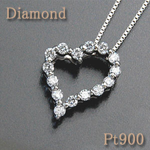 ダイヤモンド ペンダントネックレス オープンハート ダイヤモンド 約0.30ctPt900/850(プラチナ pt PT)ベネチアンチェーン 約45cm／幅約0.6mm輝き・ボリュームに満足いただけるスタッフ一押し商品！【スライドアジャスター／4月誕生石】【送料無料】