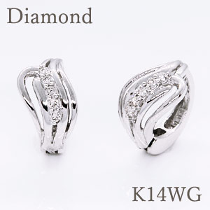 ダイヤモンド 【正規品 】ピアリング(イヤリング) ダイヤモンド 0.10ct K14WG(ホワイトゴールド) ／k14wg 14金 【送料無料】【ギフト】【オーダー専用デザイン】