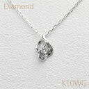 ダイヤモンド プチペンダントネックレス ［10金］  ダイヤモンド　約0.03ct K10WG（ホワイトゴールド） アズキチェーン（アジャスター管付） 