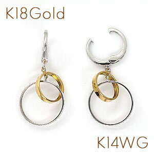 K18 ピアス（レディース） 正規品ピアリング(イヤリング)／サークルモチーフ K18Gold(ゴールド) ／ gold k18 18金K14WG(ホワイトゴールド)／ k14 14金 wgイヤリングなのにピアスの装い！ 【送料無料】【円／丸】