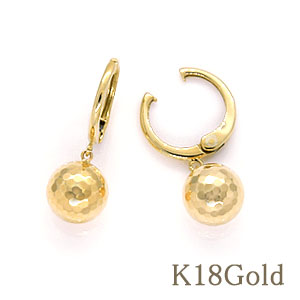 ゴールド イヤリングなのにピアスの装い！ ミラーボールピアリングK18Gold(ゴールド)　k18/18金大きののミラーボールがキラキラ輝き耳元を華やかに飾ってくれます！【送料無料】【K18ピアリング】