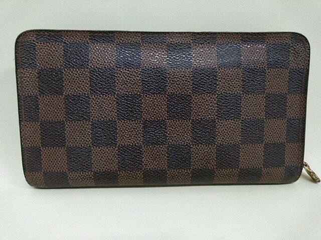 ルイ・ヴィトン LOUIS VUITTON N61728 ポルトモネジップ ラウンドファスナー 長財布 ブラウン ダミエ 【中古】 【送料無料】