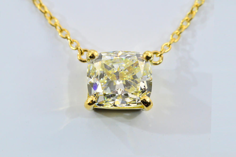 樂天商城 - ダイヤモンドネックレス1カラットクッションカット1.07ct ライトイエローVVS2GIA鑑定書つき透明感強い