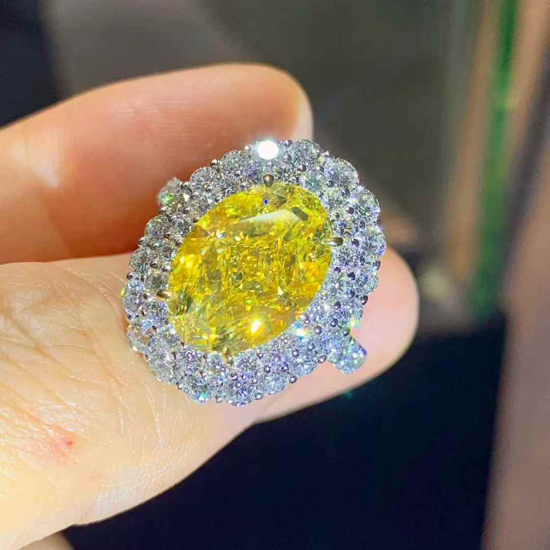 6.06ct GIA鑑定書付き ファンシーイエロー イエローダイヤモンド 18Kリング