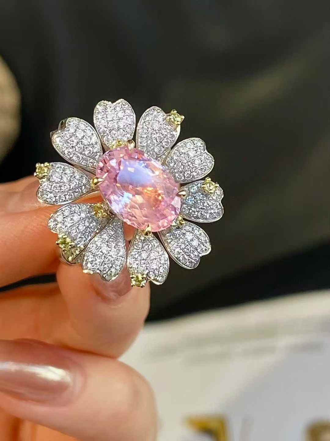 4.83ct新作 無処理 無焼 ノーヒート パパラチャサファイア 4.83ct 18Kリング／ペンダント 2WAY