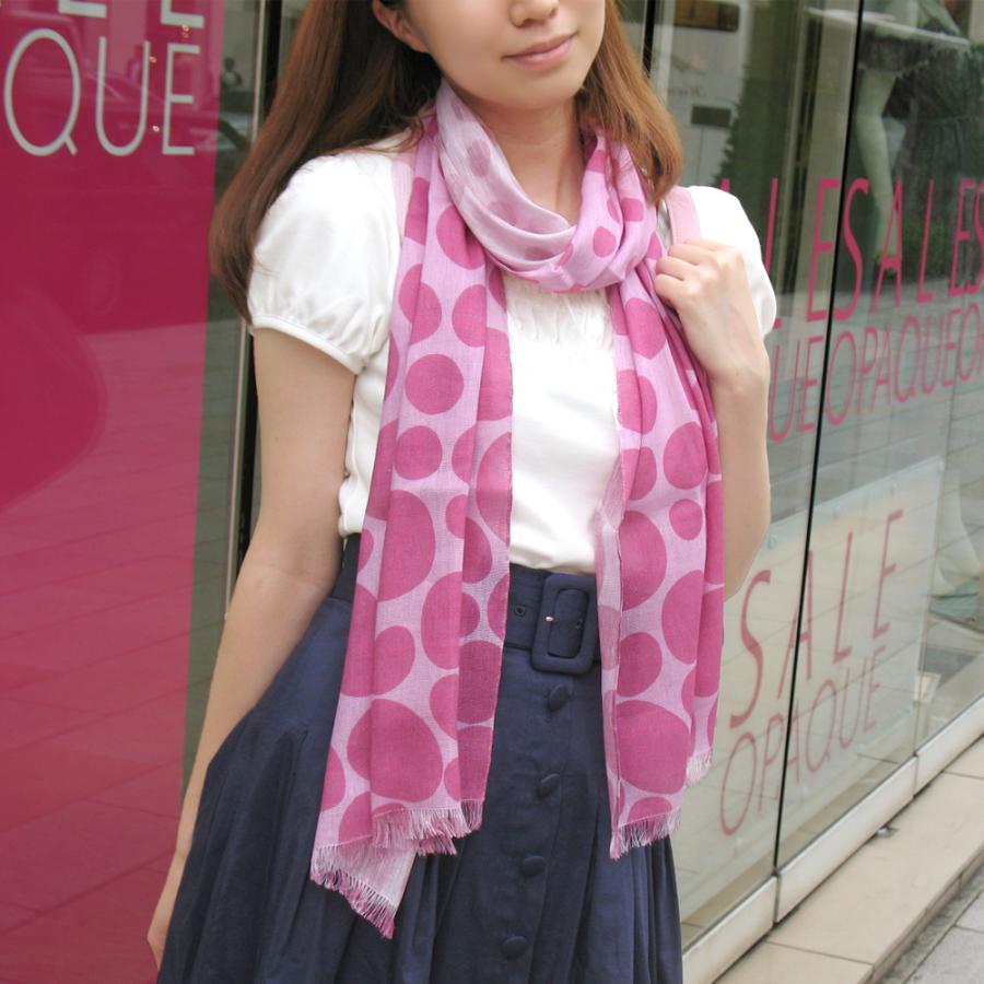 ストール ウールストール 春夏 ピンク レディース レディス マフラー シルク混 マルチドット柄 イタリ..