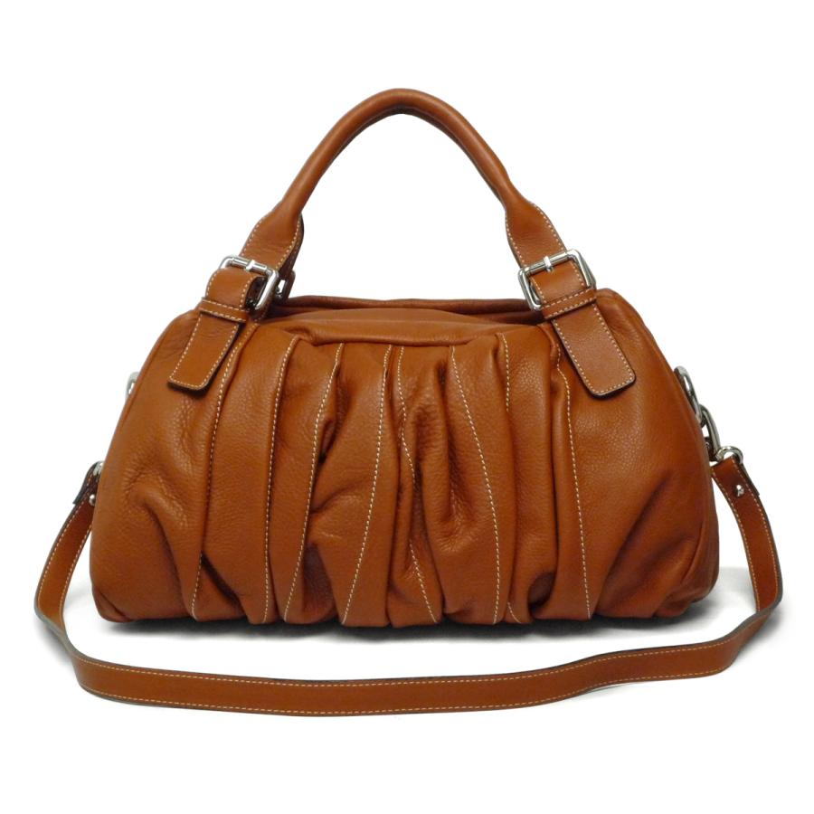 ハンドバッグ ハンドバック 2WAY ショルダーバッグ バック イタリア製 ギャザープリーツ 本革カーフレザー ベルトハンドル TOSCANI トスカーニ ＜カサンドラ＞ | レディース バッグ カバン かばん 女性 レザーバッグ おしゃれ かわいい ブラウン 福袋 Xmas クリスマス