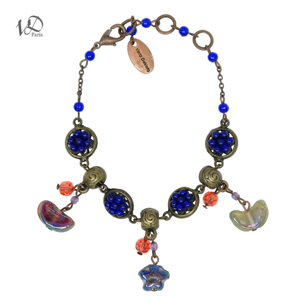 訳あり ブレスレット レディース アンティーク風 Vスター エスニック ビーズ フランス VERA DEVERO