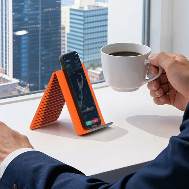 Diana Select 楽天市場店のポータブル スマホホルダー シリコン製スマホスタンド 折りたたみ式 フレキシブルスタンド 携帯用 多機能 【2個セット】スマホスタンド 柔軟 自由に曲げられるデスクトップスマホスタンド 多角度調節可能 滑り止め タブレット ノートパソコン用｜アングル3