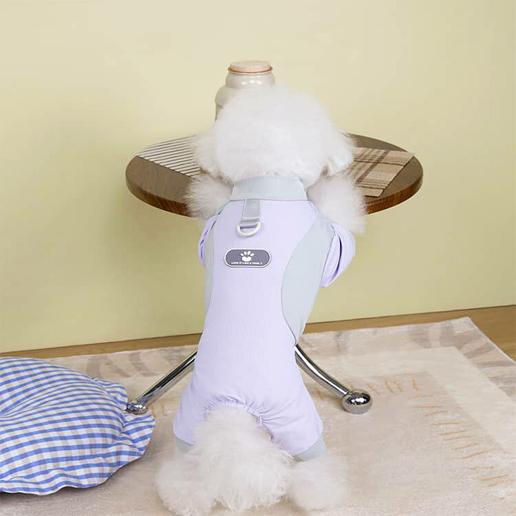 Diana Select 楽天市場店のひんやり 防虫 小型犬 ロンパース 猫服 脱毛保護 防虫 涼感 犬の服 UPF50＋ 犬服 通気性 犬服 メッシュ ドッグウェア タンクトップ 袖あり パジャマ 犬用 Tシャツ 涼やか UVカット つなぎ 犬服 中型犬 カバーオール 接触冷感 防蚊｜アングル2