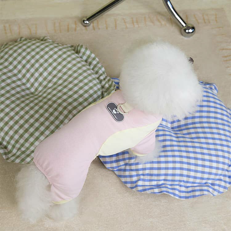 Diana Select 楽天市場店のひんやり 防虫 小型犬 ロンパース 猫服 脱毛保護 防虫 涼感 犬の服 UPF50＋ 犬服 通気性 犬服 メッシュ ドッグウェア タンクトップ 袖あり パジャマ 犬用 Tシャツ 涼やか UVカット つなぎ 犬服 中型犬 カバーオール 接触冷感 防蚊｜アングル3