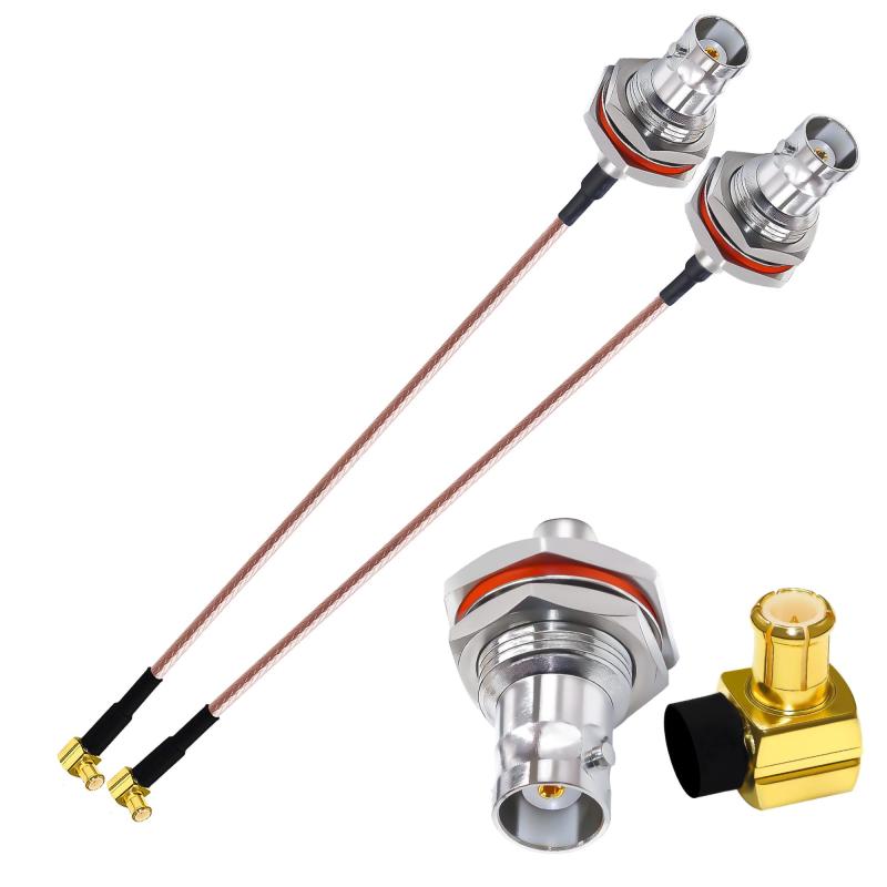 TUOLNK 2本6インチ/8インチBNCメス-MCXオス直角同軸ケーブルRG316