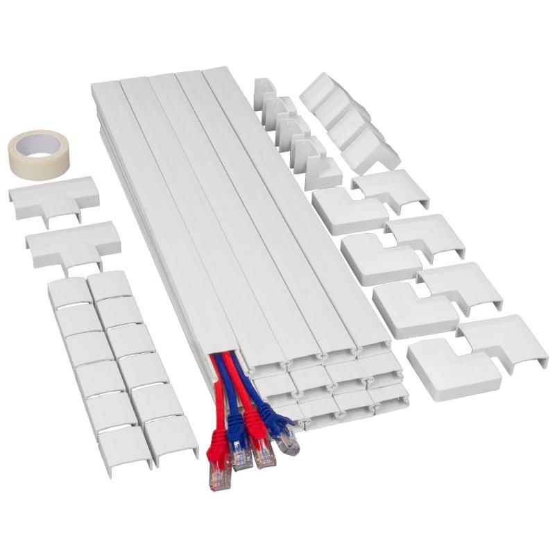 RK 配線カバー 【内寸23×11mm太め大容量収納設計】 両面テープ貼付済 40cm直線モール15本 6M &amp; ジ..