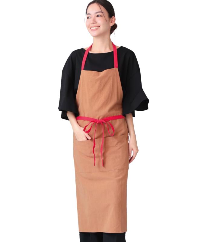 [ON NISHIKI] エプロン レディース おしゃれ 可愛い 首掛け 綿100％ 肌に優しい ロング丈 ホルターネッ..