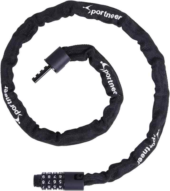 Sportneer 自転車 鍵 チェーンロック 自転車の鍵 4桁ダイヤル式 自転車ロック 軽量 長さ100cm 重さ340g..