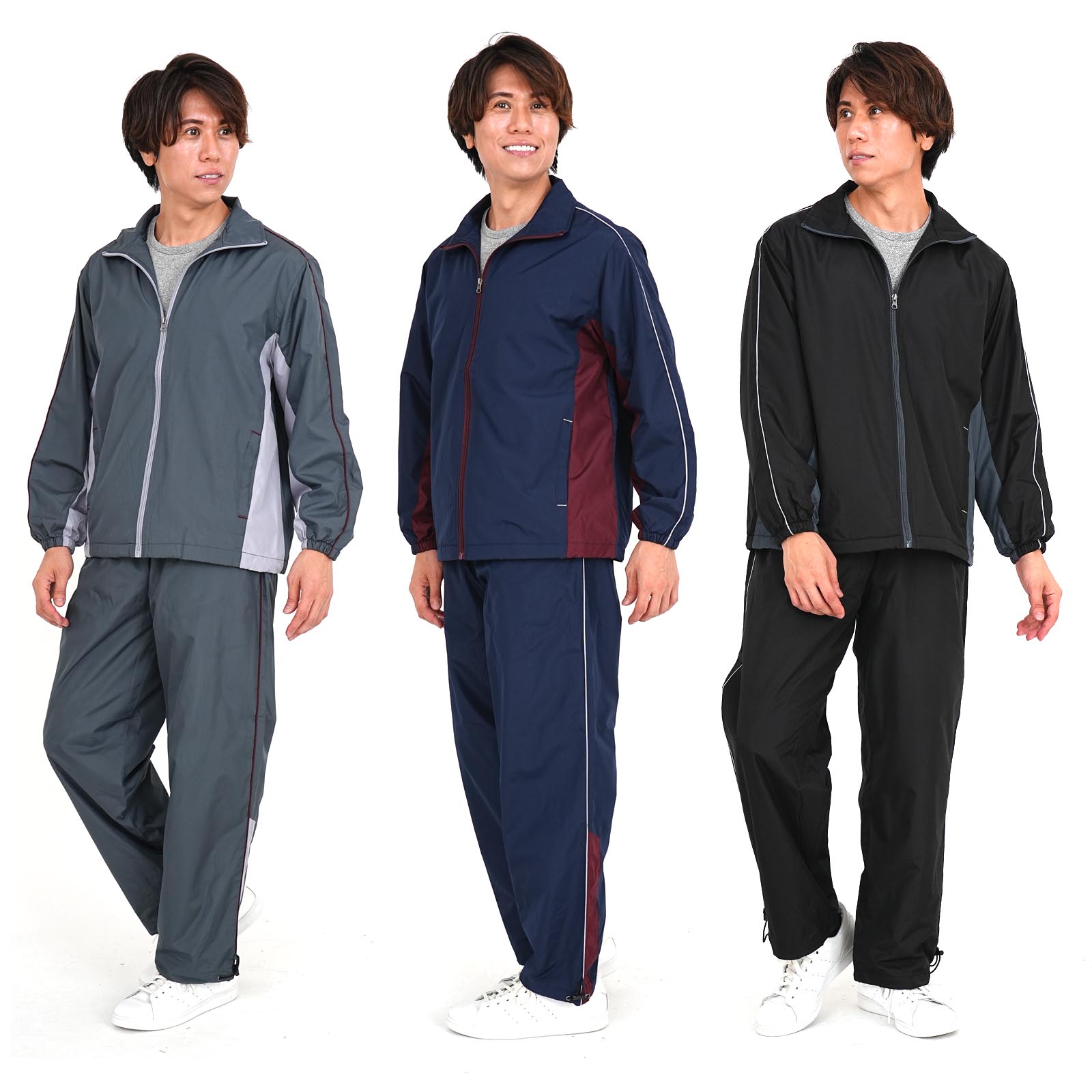 ウィンドブレーカー上下 トレーニングウェア セットアップ メンズ 作業着 ジョギング ウォーキング スポーツ観戦 チームウェアー イベント 練習着 春 秋 冬 防寒 保温 裏地トリコット 切替セットアップスーツ