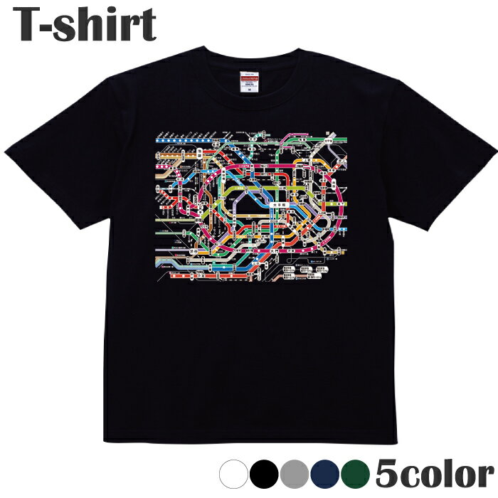 Tシャツ 路線図 東京 Tokyo 電車 Train プリントTシャツ 半袖 丸首 クルーネック メンズ レディース ジ..