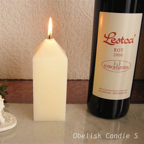 キャンドル 【ピラーキャンドル】Obelisk Candle/オベリスクキャンドルS四角柱のピラーキャンドル/アイボリー ろうそくのサムネイル