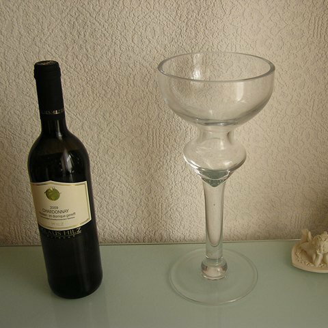 【訳ありアウトレット】グラスの上の部分に黒いキズがあります　Voce S/ヴォーチェS　グラスキャンドルホルダー　高さ30cmの魅力的なフォルムのグラスホルダー