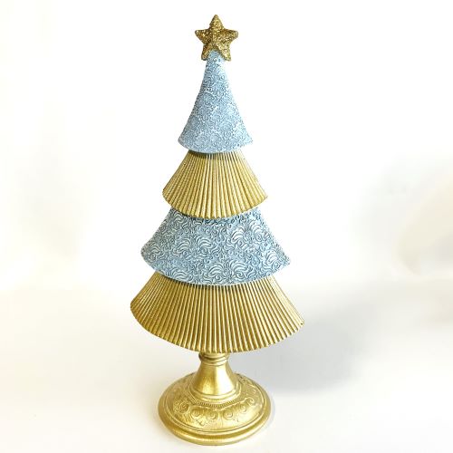 クリスマス雑貨 ウインターブルーツリーショートシャンパンゴールドカラーのクリスマスツリーのオブジェ　クリスマス スタイリッシュな置物