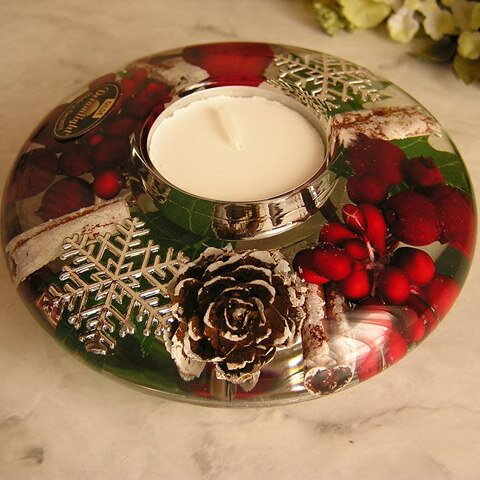 Winter time in Red/ウィンタータイムレッドミニガラスキャンドルホルダー ティーライト用Dream Li...