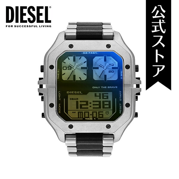 楽天DIESEL ウォッチ公式ストア【ウィンターセール】【50％OFF】2022 春 腕時計 メンズ ディーゼル アナデジ 時計 ブラック シルバー ステンレス CLASHER DZ7461 DIESEL 公式 生活 防水 誕生日 プレゼント 記念日 ギフト カジュアル