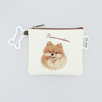フラワーリング ミニフラットポーチ 骨型カラビナ付き ポメラニアン GPO0323-G
