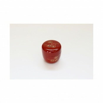 茶道具　中棗(ナツメ) 木乾 朱塗 デザイン有　四季七宝