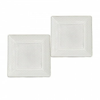 (B) Wedgwood　ウェッジウッド 　ジオプラチナ スクエアトレイ ペア　1068927