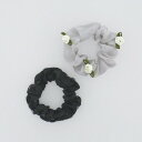 フラワーリング ミニシュシュ ローズ×レース 2個セット グレー HHS0585-GY
