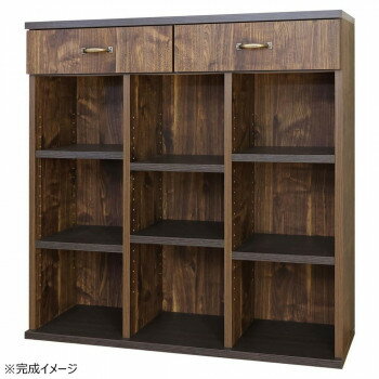 日本製組立家具 本棚 オープンラック CO-CR-9090H 木目調ブラウン