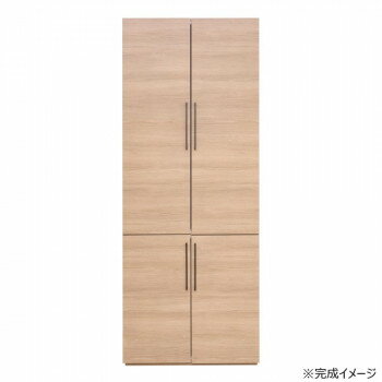日本製組立家具 クローゼット ハンガーラック付収納 CO-CW-1975L 木目調ナチュラル(2梱包)
