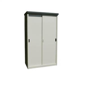 組み立て式　縦仕切り型物置　ハーフタイプ　AD-9255　ライトブラウン