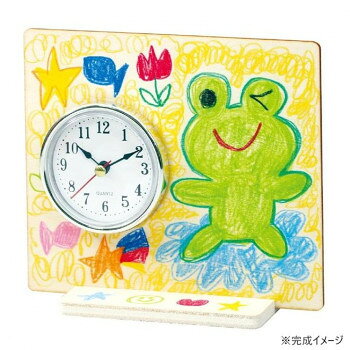 自分で絵を描いてオリジナルの時計がつくれる制作キットです。表にも裏にも絵を描ける自由なデザイン性が魅力です。クレヨンやペンを使って思い思いのアートを描き、大人も子供も楽しめます。サイズ約150×130×60mm個装サイズ：14×15×2.8cm重量個装重量：81g素材・材質ベニヤ、PP仕様使用可能画材:色鉛筆、クレヨン、油性ペン、水性ペン生産国中国※掲載納期は目安であり、商品欠品の場合、お時間をいただいたり、完売の場合もございます。仕様・パッケージなどは予告無く変更となる場合もございます。一部メーカー・仕入れ先からの直送商品等は、沖縄・離島・北海道へは配送不可(又は送料加算)となる場合もございます。広告文責:株式会社ノースウェブ　Tel 0144-52-00184521718069326