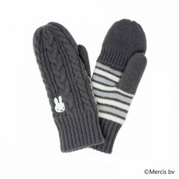 Dick Bruna ディック・ブルーナ Miffy ミッフィー 婦人用手袋 指出しミトン チャコール/CHA5 BR3184025