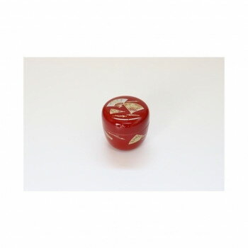 茶道具　中棗(ナツメ) プラスチック製 朱塗 縁金 デザイン有　扇子　縁金入