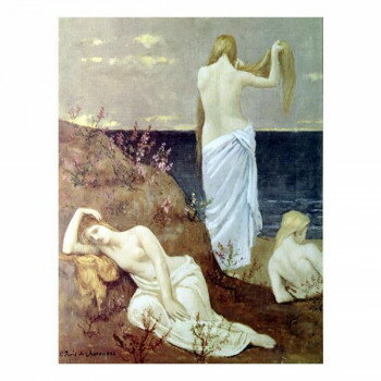 プリハード 複製画 ピュヴィス・ド・シャバンヌ 海辺の娘達 12号 額縁X52ゴールド