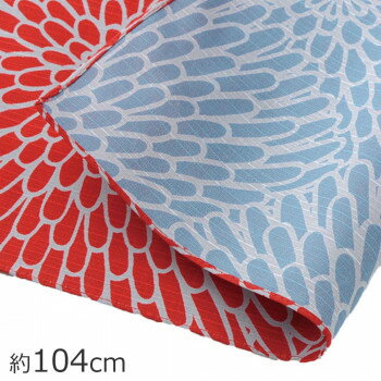 山田繊維 むす美 風呂敷 100 伊砂文様 両面 菊 アカ/セイジ PP袋入れ 20478-313