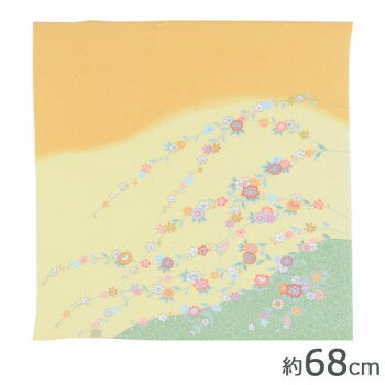 山田繊維　むす美　風呂敷(ふろしき)　二巾7号　正絹ちりめん友禅　花の枝　ヤマブキ　30623-656