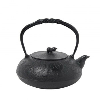 南部鉄器　宝生堂　IH対応鉄瓶(鉄蓋)　瓢　黒　1.2L　700097
