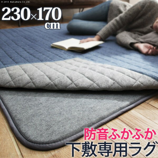 ラグ 下敷き 厚手 防音ふかふか下敷専用ラグ 〔ふかピタ〕 230x170cm (3畳用) 長方形 三畳 ふっくら カーペット ラグマット 洗える 床暖房 ホットカーペット対応 リビング 滑り止め スミノエ