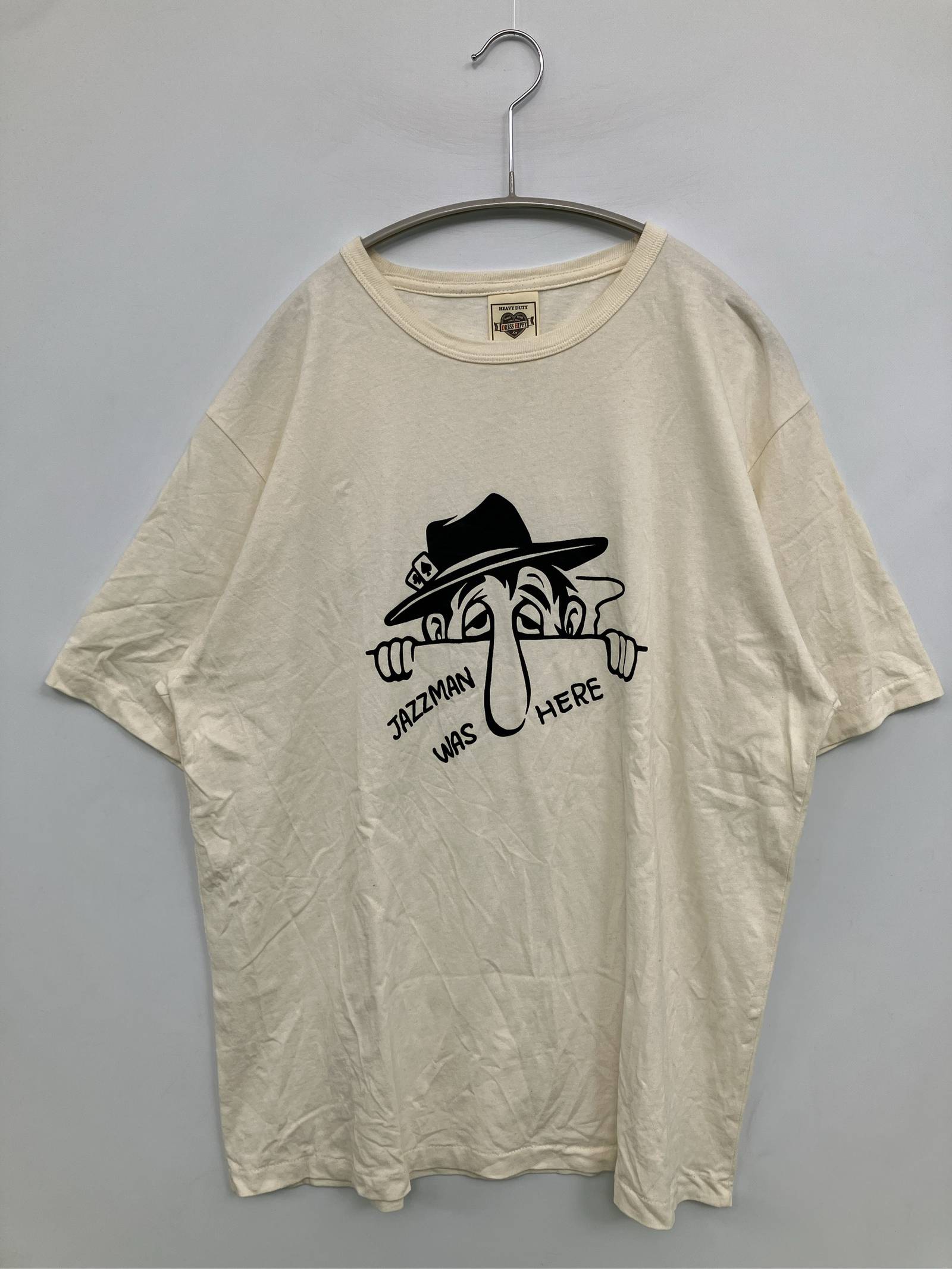 Rakuten - 【中古】DRESS HIPPY Tシャツ/カットソー LARGE アイボリー 前面プリント ミドル丈 クルーネック(丸首) 半袖 メンズ