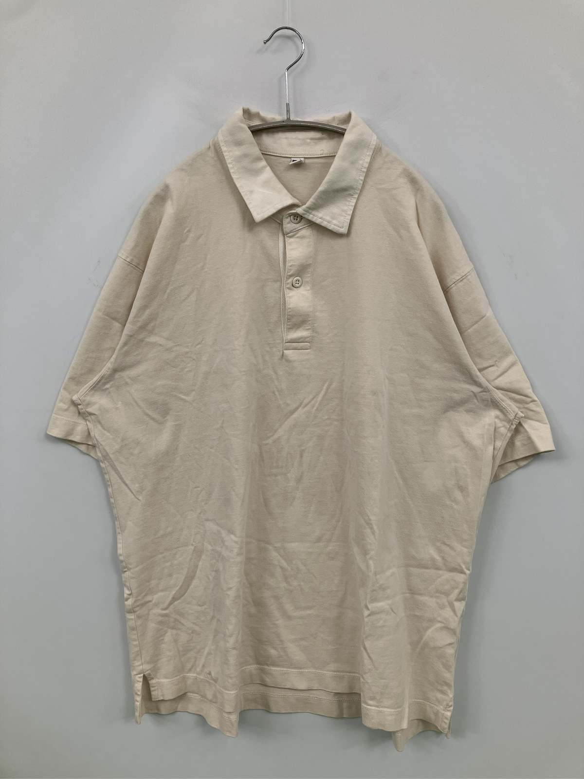 【中古】UNIQLO ユニクロ ポロシャツ XL アイボリー 無地 半袖 メンズ
